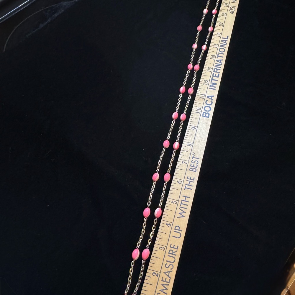 Pink/White Gold-tone Chain Necklace. - Picture 5 of 7